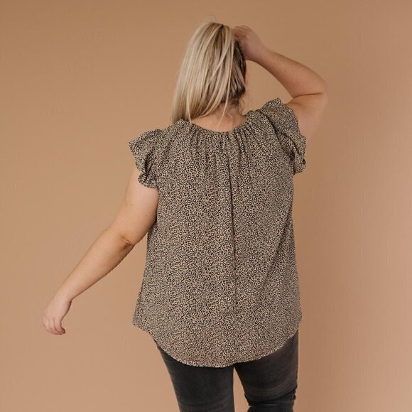 Ces Femme Leopard Print Blouse w/ Ruffle Detail - Picture 3 of 4